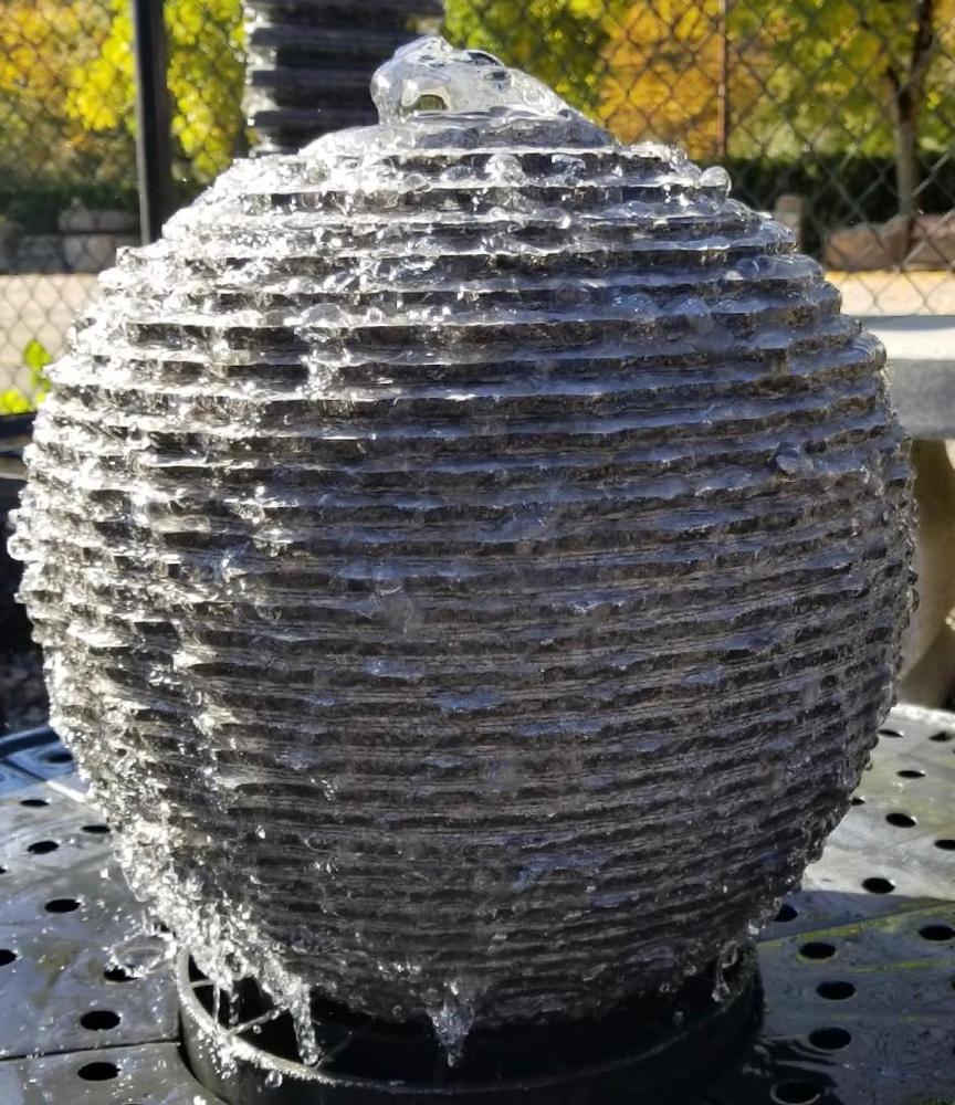 Carved Limestone Sphere Fountain